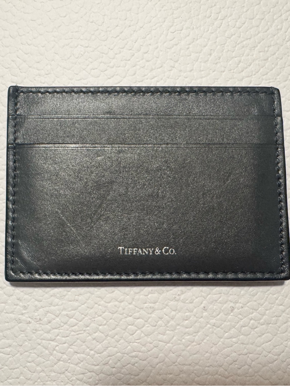 Tiffany & Co. Black Leather Slim Card & Key Holder